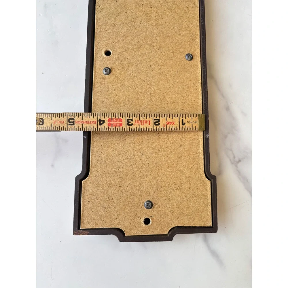 Vintage Faux Wood Narrow Wall Mirror Rectangular Scalloped Frame 13.5x4.5 Brown